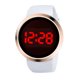 thumbnail image 1 of Reloj electrónico de pulsera con LED de aleación para hombre y mujer, con pantalla táctil, digital, ideal como regalo de cumpleaños (correa blanca dorada) (blanco), 1 of 7