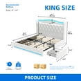 thumbnail image 6 of DEXTRUS Upholstered King Size Bed Frame with Drawers & Tall Headboard, Velvet Bed Frame with LED Lights & Charging Station, White, 6 of 9