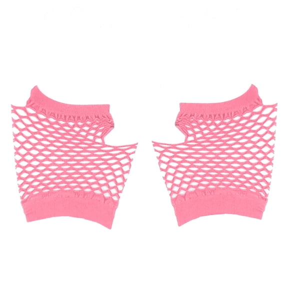 AWZXDE 80s Mesh Style Gloves for Girls and Ladies – for Parties Hen Nights and Celebrations – Short Wear Gloves for Pink,One Size