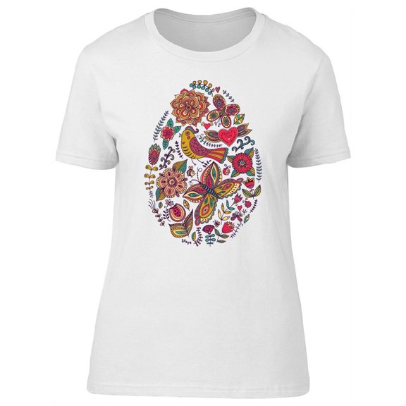 Flowers Floral Easter Egg T-Shirt Women -Image by Shutterstock, Female Small