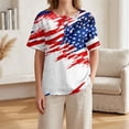 thumbnail image 6 of Women's Tops, Tees & Blouses Short Sleeve 4th of July Patriotic Summer 250th Anniversary USA shirt Button V-Neck American Flag Stars Striped Fashion Beach Vacation Shirts White S, 6 of 10