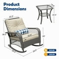 thumbnail image 3 of MRUAKA Outdoor Rocking Chairs Set of 3, Wicker Patio Furniture with Thickened Cushions and Table for Porch，350lbs Weight Capacity(Gray & Off-white), 3 of 7