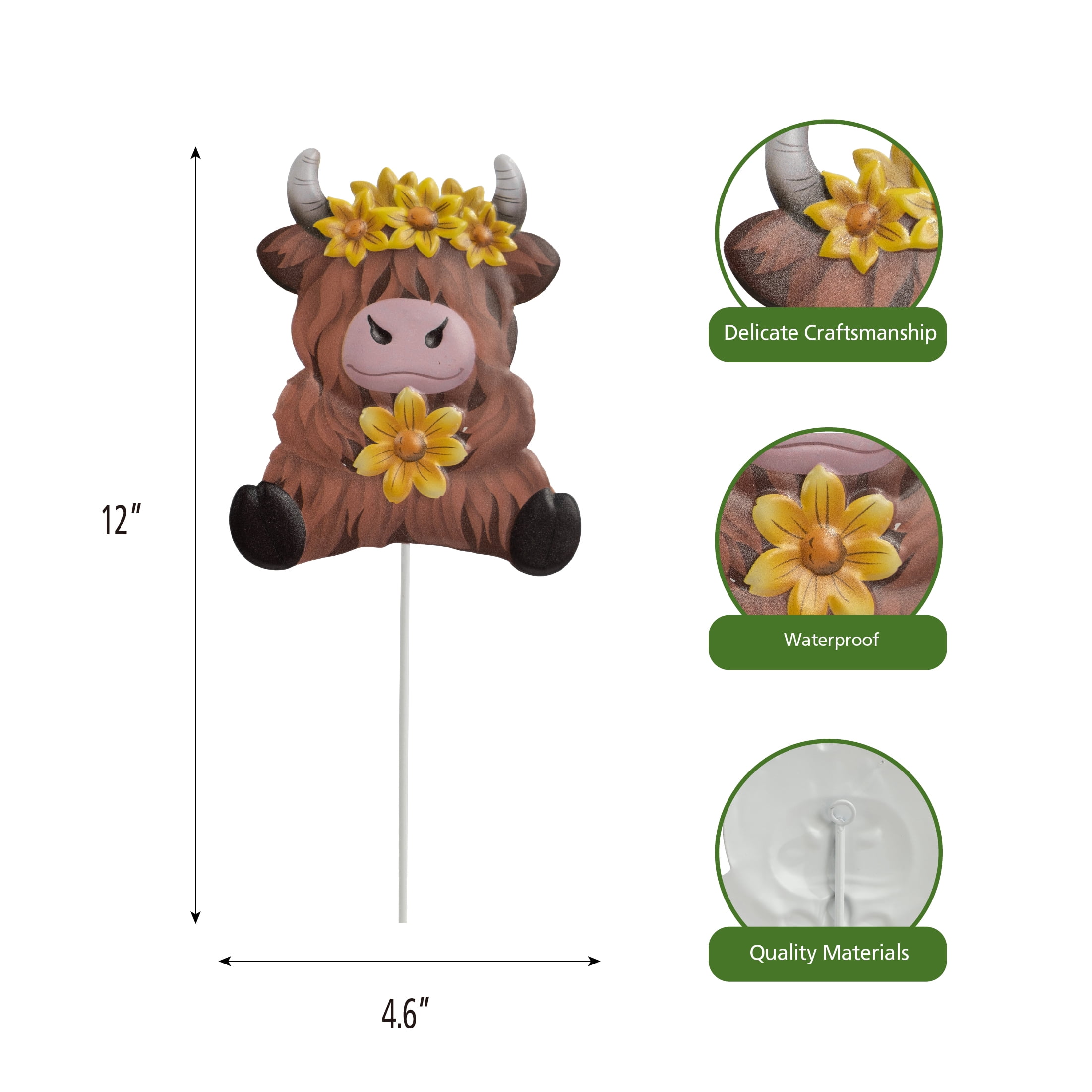 Mainstays Weather-Resistant Metal Highland Cow Garden Stake