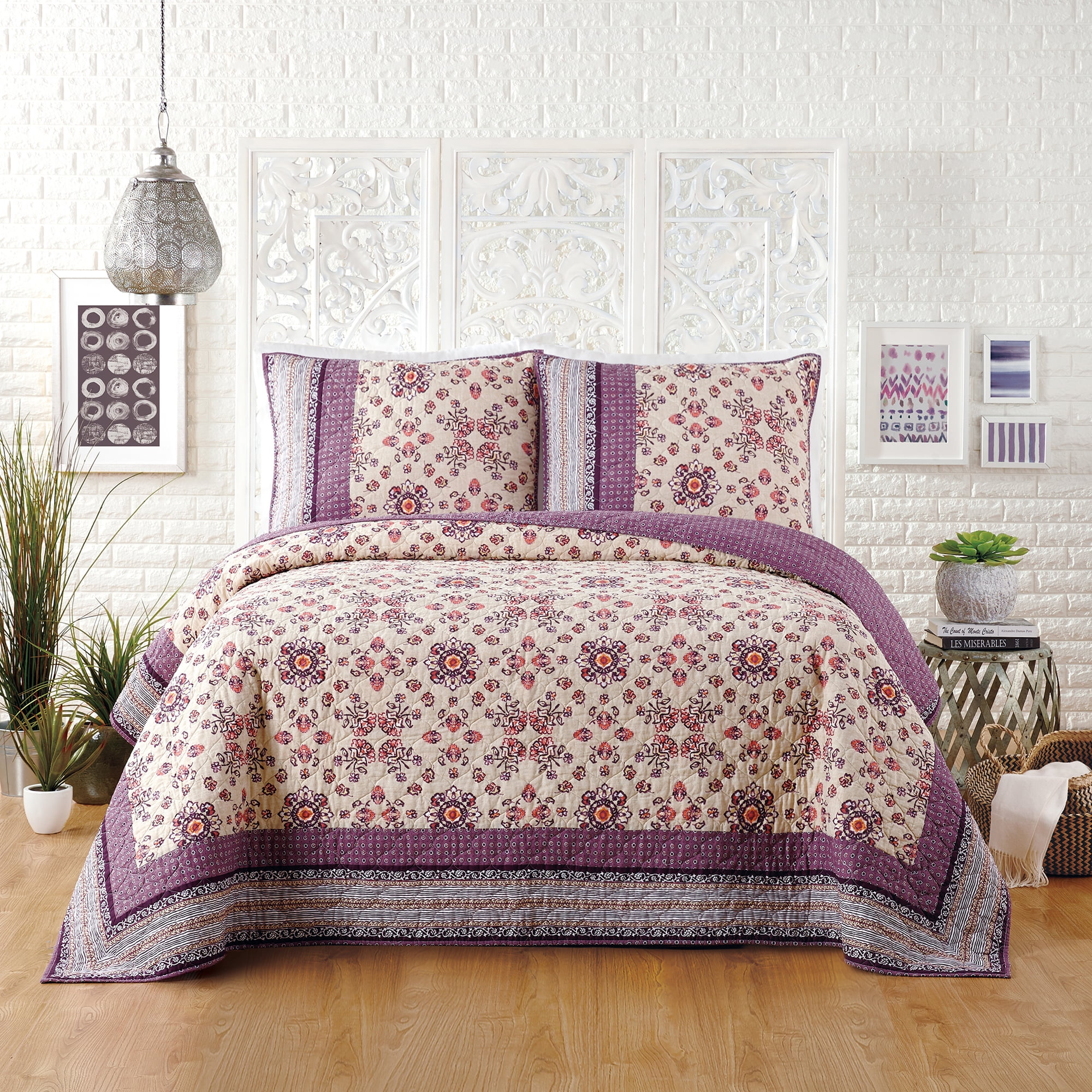 Details about    Hand Block Print Kantha Quilt Handmade Cotton Bedspread Queen Size Crazy Multi 