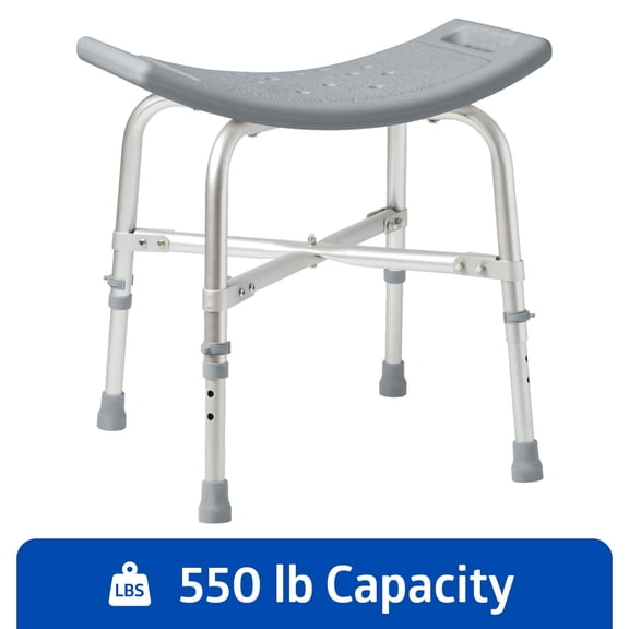 Medline Heavy Duty Bariatric Shower Chair Bath Bench without Back, Supports up to 550 lbs