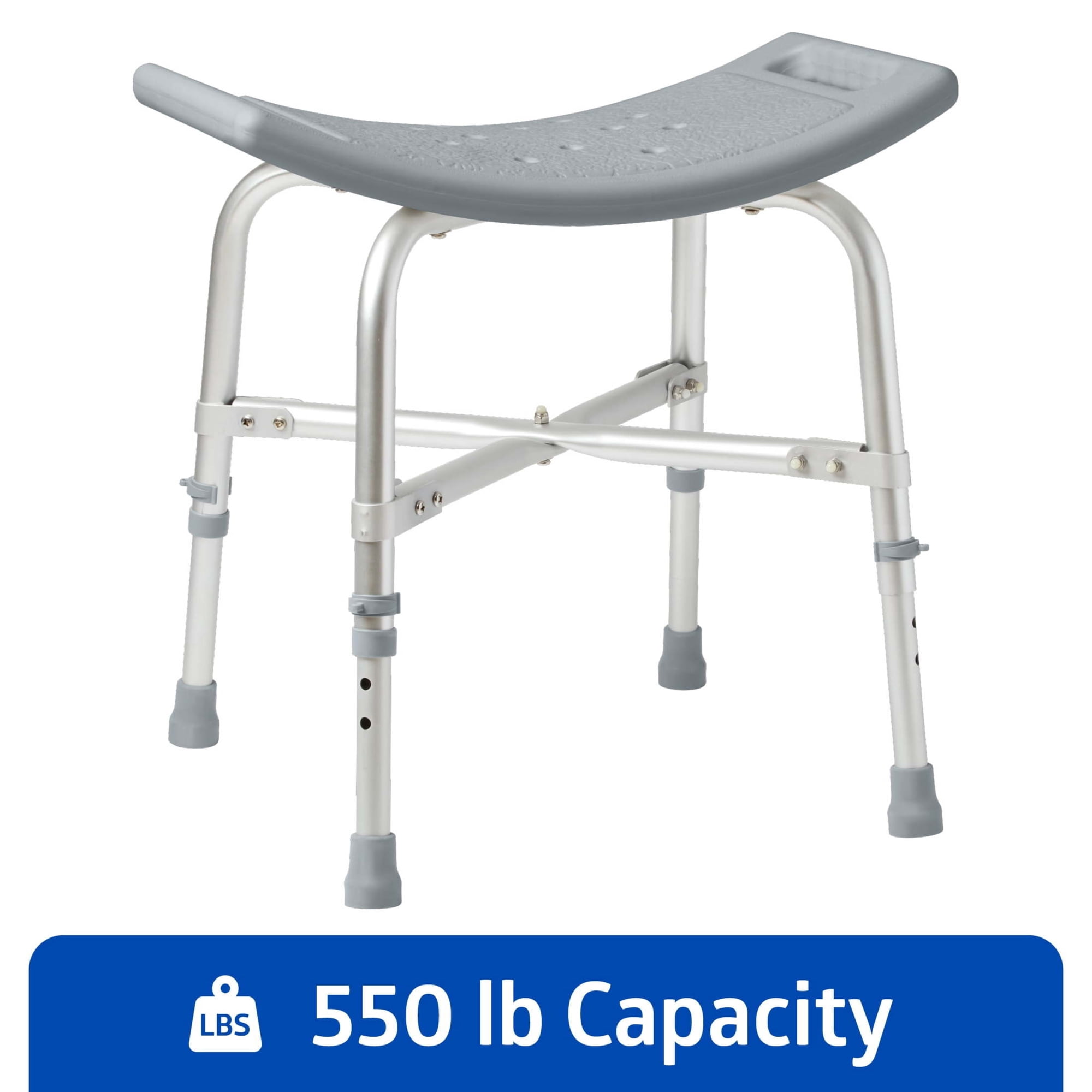 Medline Heavy Duty Bariatric Shower Chair Bath Bench without Back, Supports up to 550 lbs