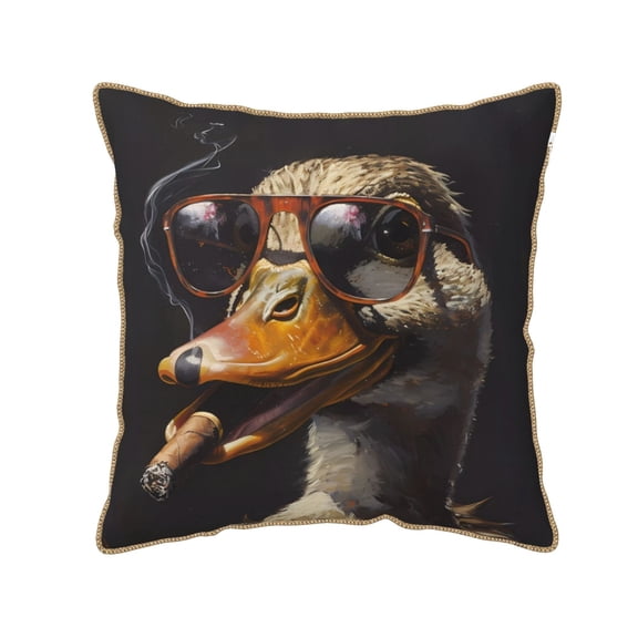 Xecao Modern Funny Duck Print Soft Velvet Decorative Throw Pillow Covers, Square Cushion Cases for Bed, Sofa, Living Room, Car, and Indoor Outdoor Use-16"x16"