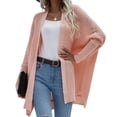 thumbnail image 1 of Qarigey Cárdigan de poliéster para mujer, suéter portátil lavable de Color sólido, transpirable, a la moda, con abertura frontal, Abrigos y chamarras Rosado, 1 of 6