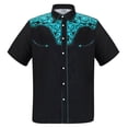thumbnail image 2 of Boys Tshirts Boys Short Sleeve Western Print Button Down Shirt Girls' Tops Black1 14-15 Years, 2 of 4