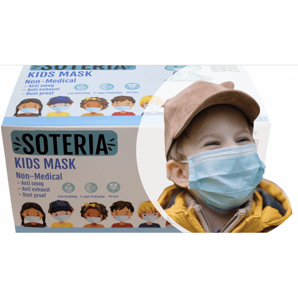 Masque Facial Jetable 3 Épaisseurs pour Enfants, 50/boîte