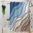 thumbnail image 3 of Navy Blue Brown Ombre Waterproof Shower Curtain, 72"x72" Washable Polyester Fabric Shower Curtains for Bathroom, Modern Geometric Abstract Cream Decorative Bathtub Curtain Sets with Hooks, 3 of 9