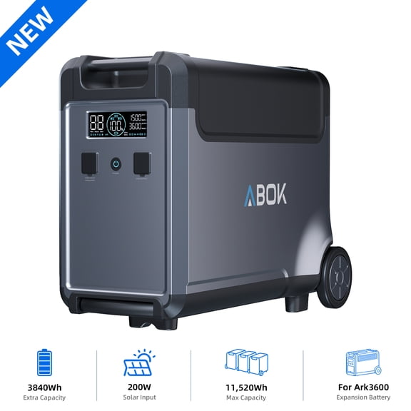 ABOK Ark3600 3840Wh LiFePO4 Expansion Battery, Add-On Battery Pack for Home Backup, Blackouts & Hurricanes (Battery Only)