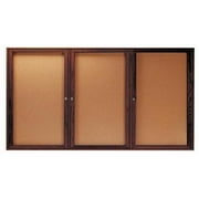Aarco Products WBC4896-3R 3-Door Enclosed Bulletin Board - Walnut