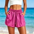 thumbnail image 2 of Qgtaibl Womens Plus Size Athletic Shorts Elastic Waist Drawstring Running Shorts with Pockets Summer Lightweight Loose Fit Workout Shorts for Gym Yoga Hot Pink XL, 2 of 5