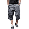 thumbnail image 3 of Trgacdwlo Men's Capri Pants Below Knee Straight Leg Cargo Shorts Men Baggy Summer Running Hiking Long Shorts with Pockets Gray XL, 3 of 5