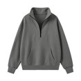 thumbnail image 7 of Yutgune Women's Quarter Zip Mock Neck Sweatshirt Oversized Long Sleeve Pullover Fall Outfits Lightweight Casual Top, 7 of 7