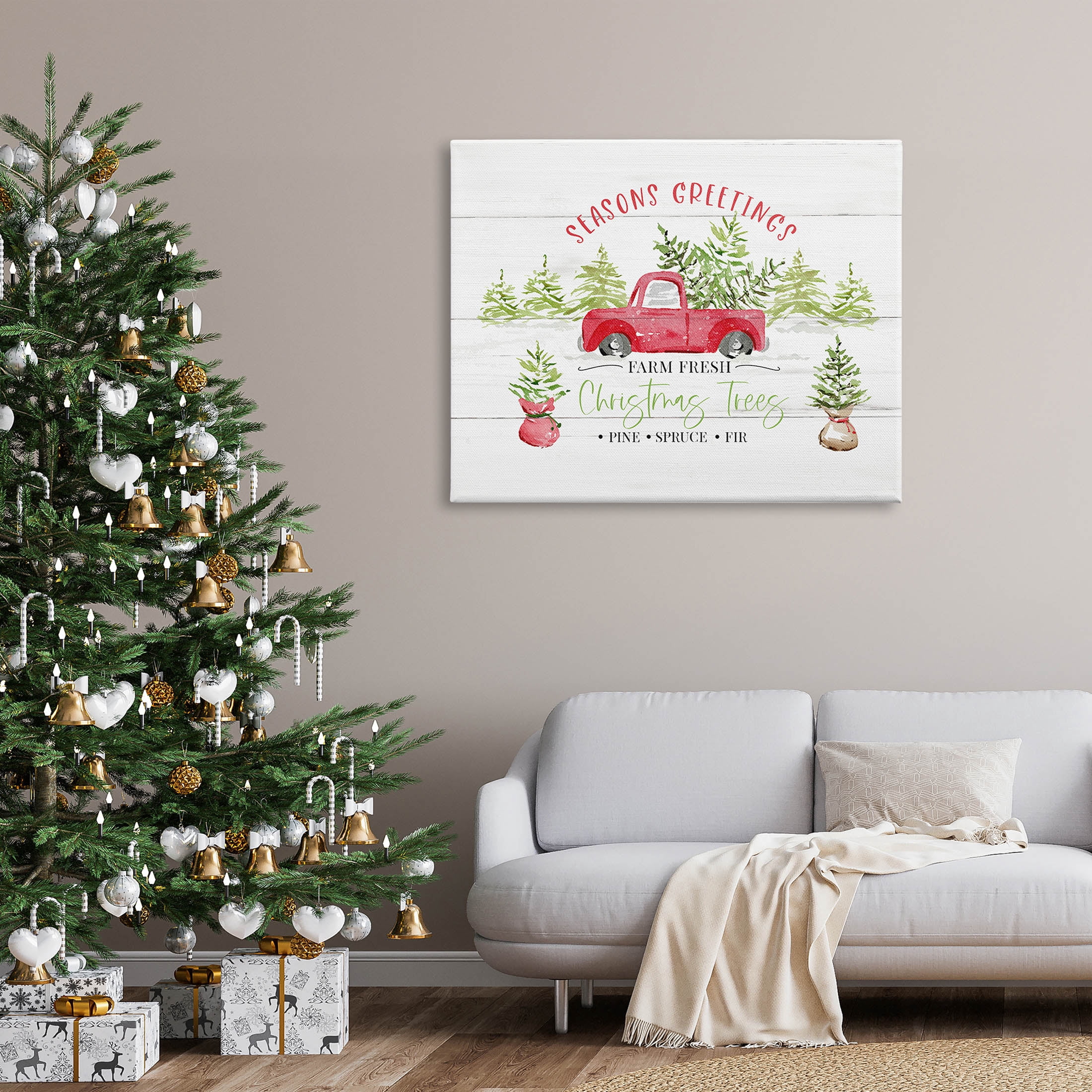 Farm Fresh Christmas Trees Seasonal Holiday Graphic Art Gallery Wrapped Canvas Print Wall Art