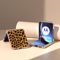 thumbnail image 6 of Case for Motorola Razr 40 Ultra, Luxury Leopard Print PU Leather Phone Cover Slim Fashion Design Plating TPU Drop Protective Phone Case for Motorola Razr 40 Ultra, Gold Leopard, 6 of 6