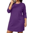 thumbnail image 2 of Plus Size Women's 3/4 Sleeve Nightgown Round Neck Mini Sleep Dresses Fall Casual Loose Loungewear Dress L-5XL, 2 of 6