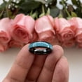 thumbnail image 5 of Wedding Ring Men or Women 6mm Crushed Turquoise Black Tungsten Wedding Band, 5 of 6