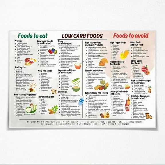 Low Carb Food List Chart Keto Diet. Meal Plan Beginner Guide Healthy Recipes Snack Ideas Canvas Print Wall Art for Kitchen Decor Ketogenic Diet Grocery Shopping List