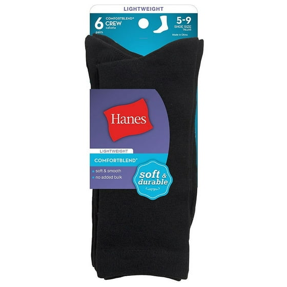Hanes Hanes Women's ComfortBlend Crew Socks Extended Sizes 6 Pair