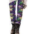 thumbnail image 6 of Feancey Carnival Party Womens Leggings High Waisted Yoga Tights Seamless Tummy Control Mardi Gras Mask Printed Yoga Pants Comfy Casual Pajama Bottoms Purple XXL, 6 of 7