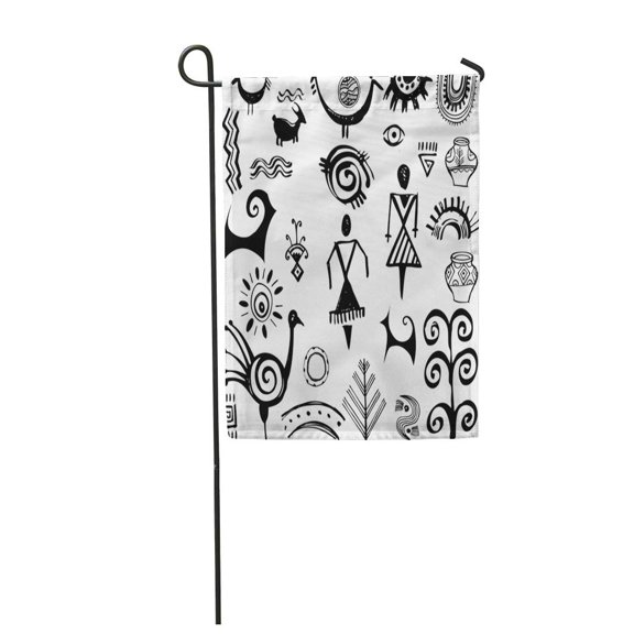 SIDONKU Pattern of Primitive Ethnic Drawings Aboriginal Symbol Garden Flag Decorative Flag House Banner 28x40 inch