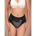 thumbnail image 6 of Women Mid-Rise Fishnet Lace Spliced Medium Stretch Hipster Panty Briefs Black S, 6 of 8