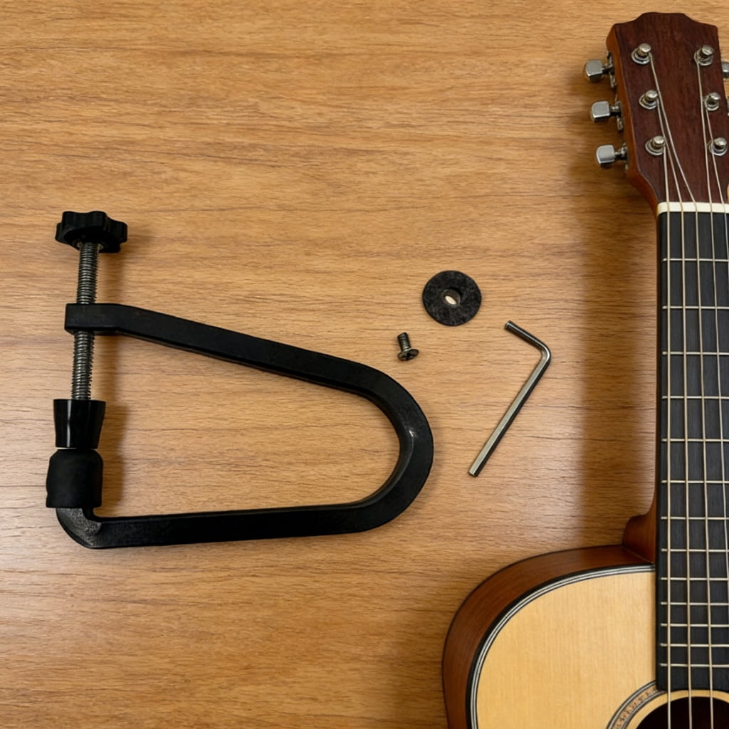 CEORPER Acoustic Guitar Bridge Clamp Adjustable Fretboard Clip with Block for Guitar Repair and Maintenance Accessory