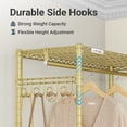 thumbnail image 3 of VIPEK R2 Plus Heavy Duty Rolling Garment Rack, 3-Tier Mobile Clothes Rack with Double Hanging Rods & Side Hooks, Adjustable Freestanding Wardrobe Storage, Gold, 3 of 9