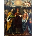 thumbnail image 2 of Sebastián López de Arteaga 12x14 Black Ornate Wood Framed Double Matted Museum Art Print Titled: The Betrothal of the Virgin, 2 of 5