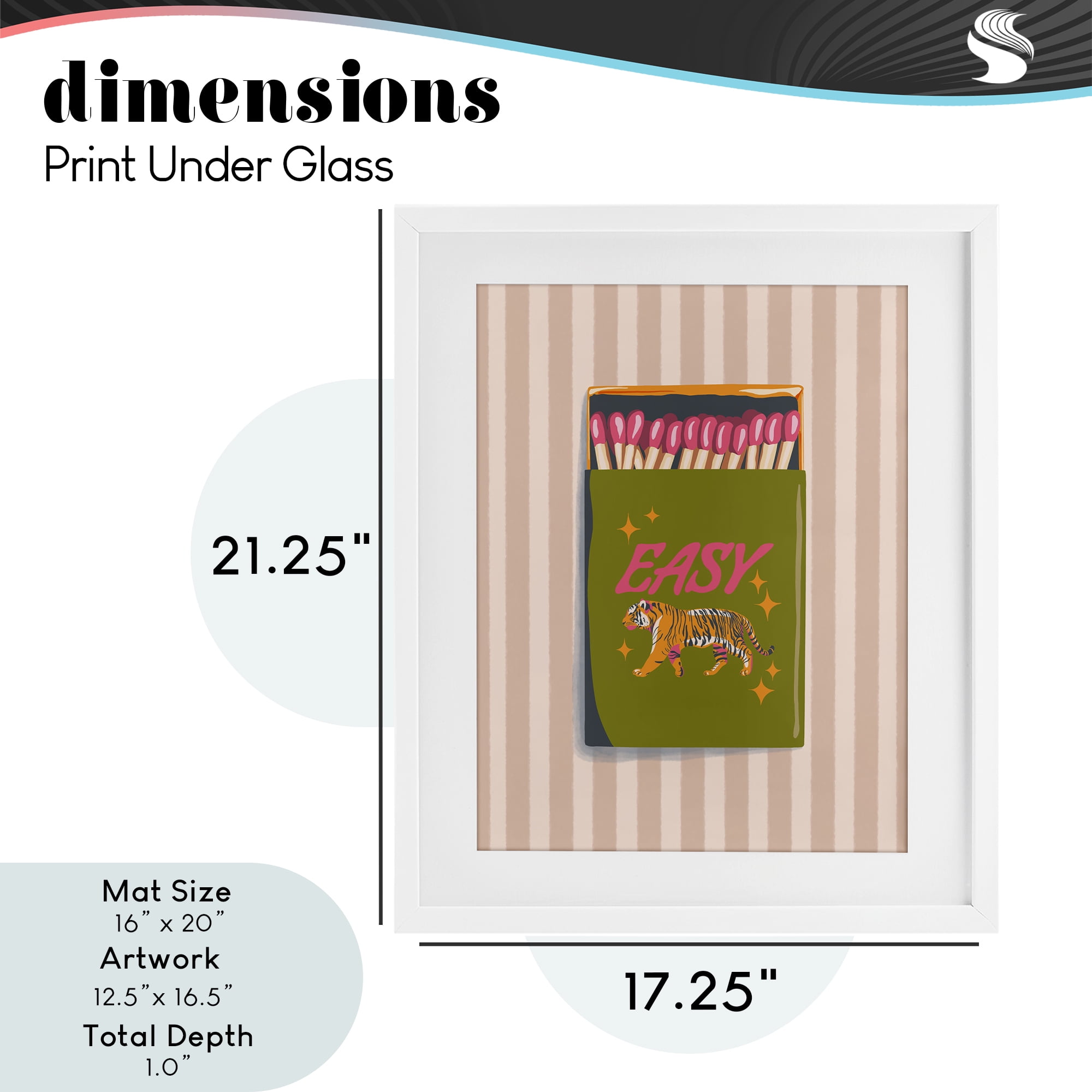 Easy Tiger Retro Matches White Framed Print Under Glass, design by Elyse Anastacia