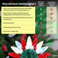 thumbnail image 4 of Christmas LED Duet C6/5mm Twinkling Lights - 10 of 50 Lights Twinkle, Professional Grade Indoor Outdoor, 24.5 Feet Sparkling Light String, Red & White Candy Cane LED Bulb Christmas Tree Holiday Deco, 4 of 7