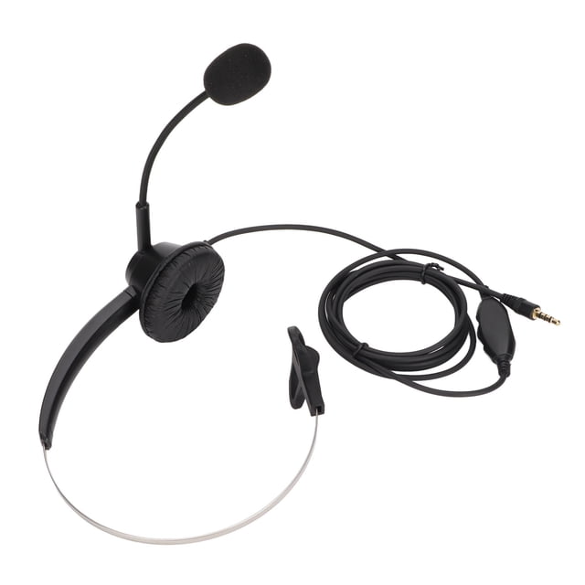 Business Headset, Adjustable Volume Single Ear Customer Service Headphone Lightweight 3.5mm With Mic For Home