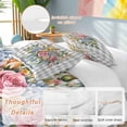 thumbnail image 2 of 3 Piece Pink Spring Floral Duvet Cover Set Full Size, Microfiber Comforter/Quilt Cover with Corner Ties and 2 Pillowcases, Flowers Gray Plaid Farmhouse All Season Soft Bedding with Zipper Closure, 2 of 8