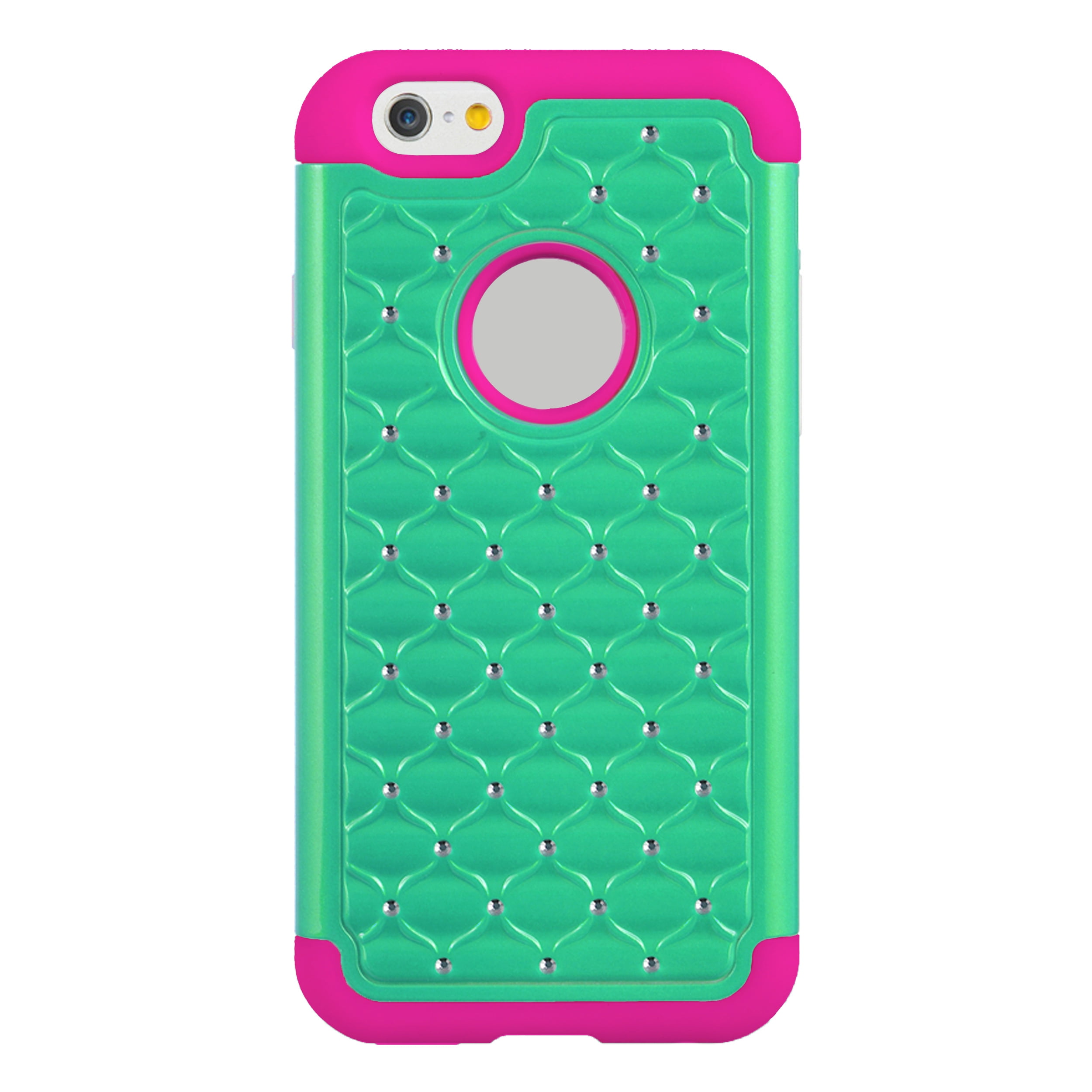 Faux Diamond Bling Silicone Skin Hard Snap Back Cover iPhone 6 iPhone 6s