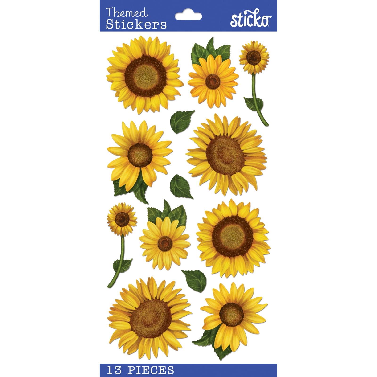 Sticko: Classic Sunflowers Themed Vellum Stickers - 13 Pieces - Walmart