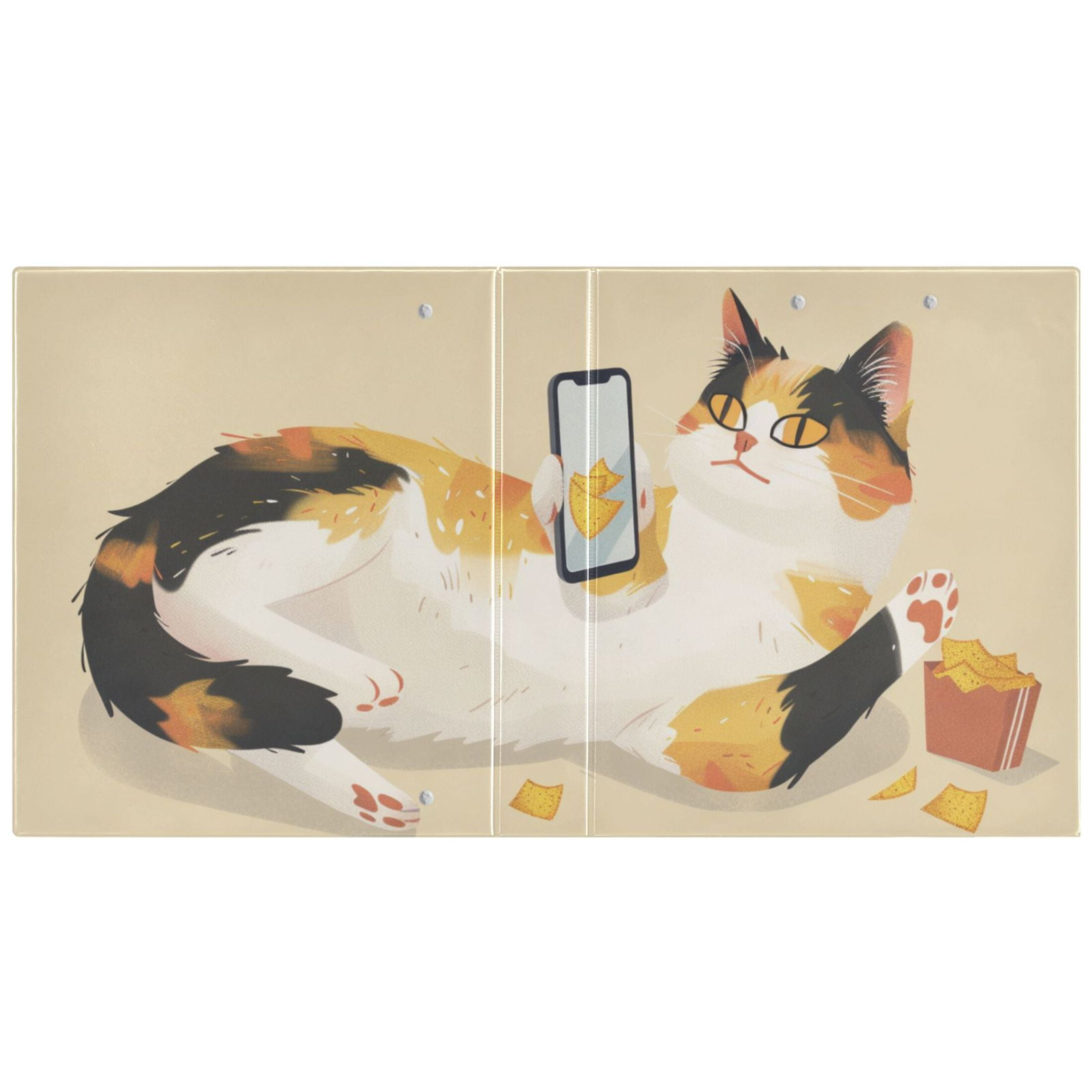 Cat Plays Phone 3 Ring Binders 1.5 inch Hardcover File Folders with Interior Pockets A4 Size Organizer for School Office Hospital