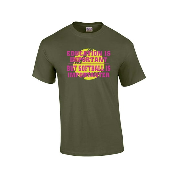 Funny Softball Short Sleeve T-shirt Education is Important-Military-6Xl