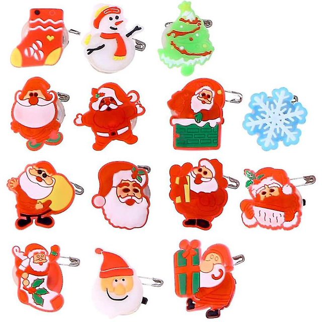 25 uds broche Led Navidad broche Pin Santa Claus insignia broche para ni?os regalo fiesta favores decoraciones ShuxiuWang 8390614271029