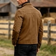 thumbnail image 4 of Men's Cotton Jacket Vintage Stand Collar Zipper Cargo Jacket Casual Fashion Solid Long Sleeve Outwear Workwear Jackets Daily Outdoor Street Wear, 4 of 6