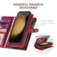 thumbnail image 6 of Wallet Case for Samsung Galaxy S22, 2 In 1 Detachable Magnetic Cover Multiple Cards Slots Zipper Pocket RFID Blocking Stand Hand Strap Protective Phone Case for Women Men, Red, 6 of 7