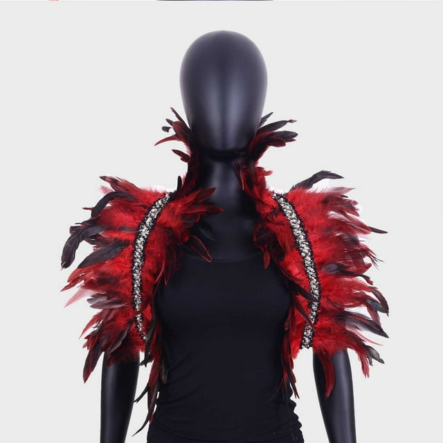 Châles à Moins de 10 $, Plumes Rouges, Perles, Châle Décoratif, Accessoires de Costume pour Fête de Festival et Spectacle Masqué