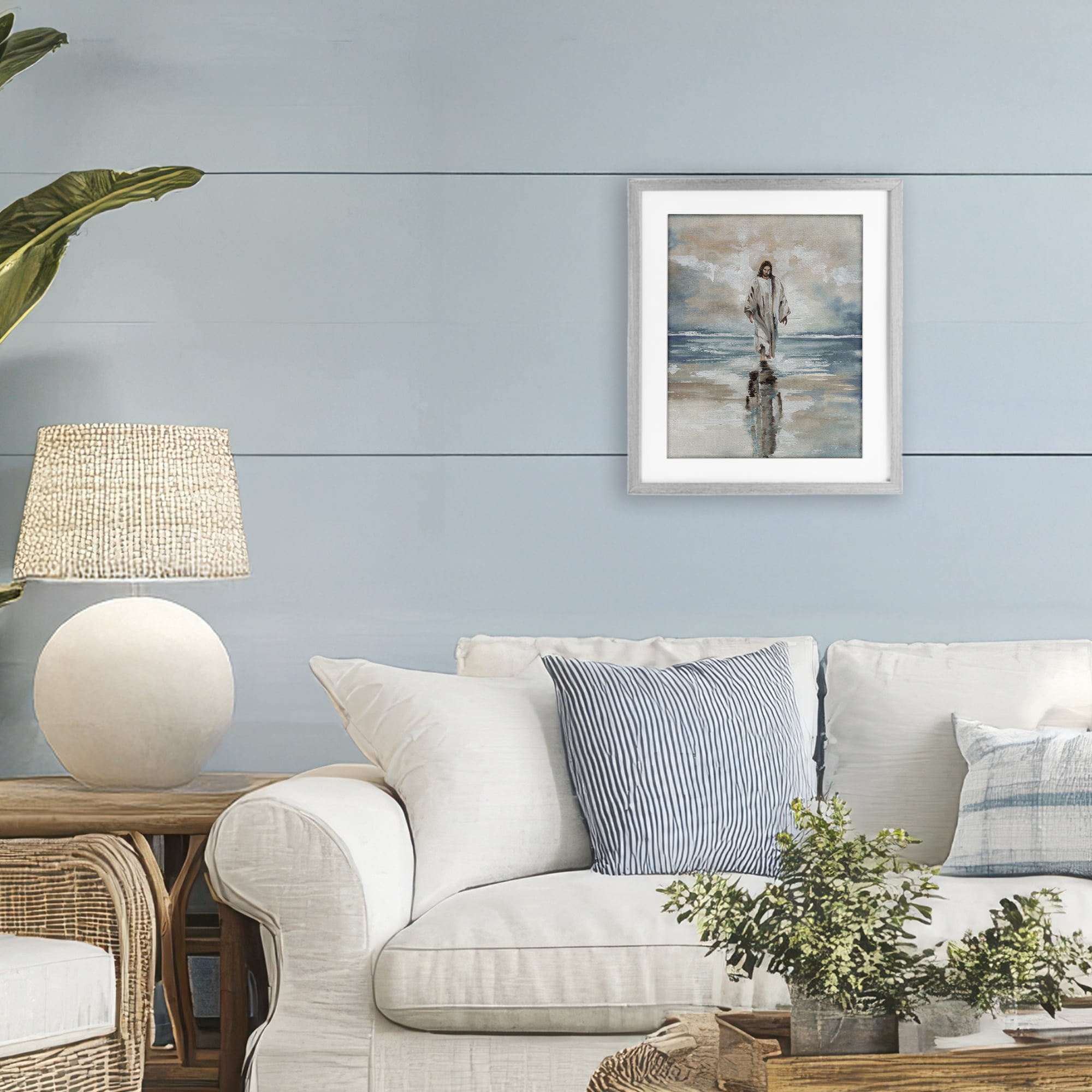 Stupell Industries Jesus on Water Gray Framed Print Under Glass, design by Elizabeth Medley