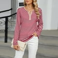thumbnail image 7 of Blmnix Fall Tops V-Neck Striped Red Womens Plus Size Fall Tops Tunic Long Sleeve Tops, 7 of 7