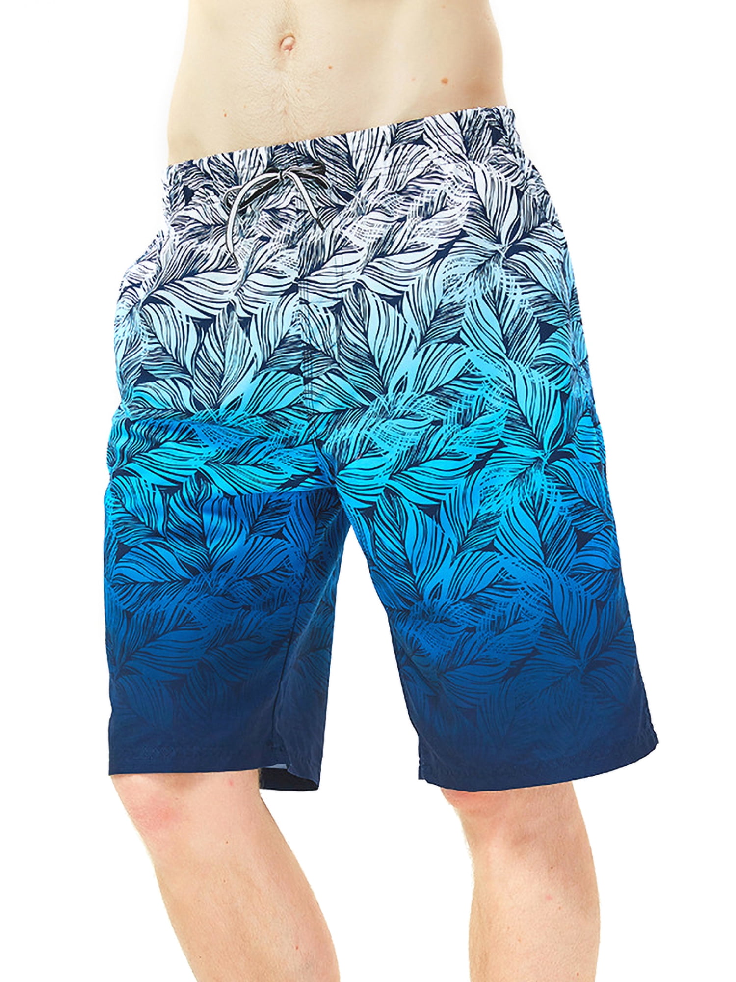 One Nice Mens Swim Trunks Beachwear Quick Dry Hawaiian Printed Swimsuits with Lining 