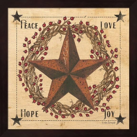 Peace Love Hope Joy by Linda Spivey, Framed Wall Art, 13.25W x 13.25H