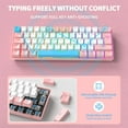 thumbnail image 3 of ZIYOU LANG T60 Wired 60% TKL Mechanical Gaming Keyboard with Led Rainbow Backlight Ultra-Compact NKRO Tactile Clicky Blue Switch Tri-Color ABS Keycap for Windows Laptop PC Mac Gamer(Pink/White), 3 of 7