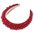 thumbnail image 1 of Diadema acolchada con perlas de imitación, diadema de ala ancha con esponja, diadema para mujer, rojo, 1 of 7